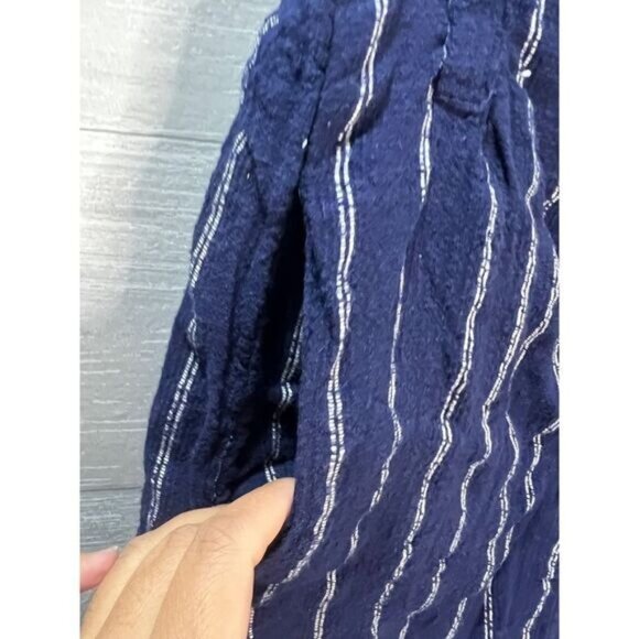 Women’s Striped Mini Linen Skirt Slimming A-line Short Size 10 - Picture 3 of 5